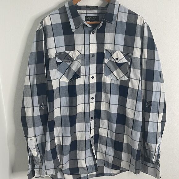 Eighty Eight platinum button down plaid shirt.  Size XXL.  Lightweight material. - Picture 1 of 5